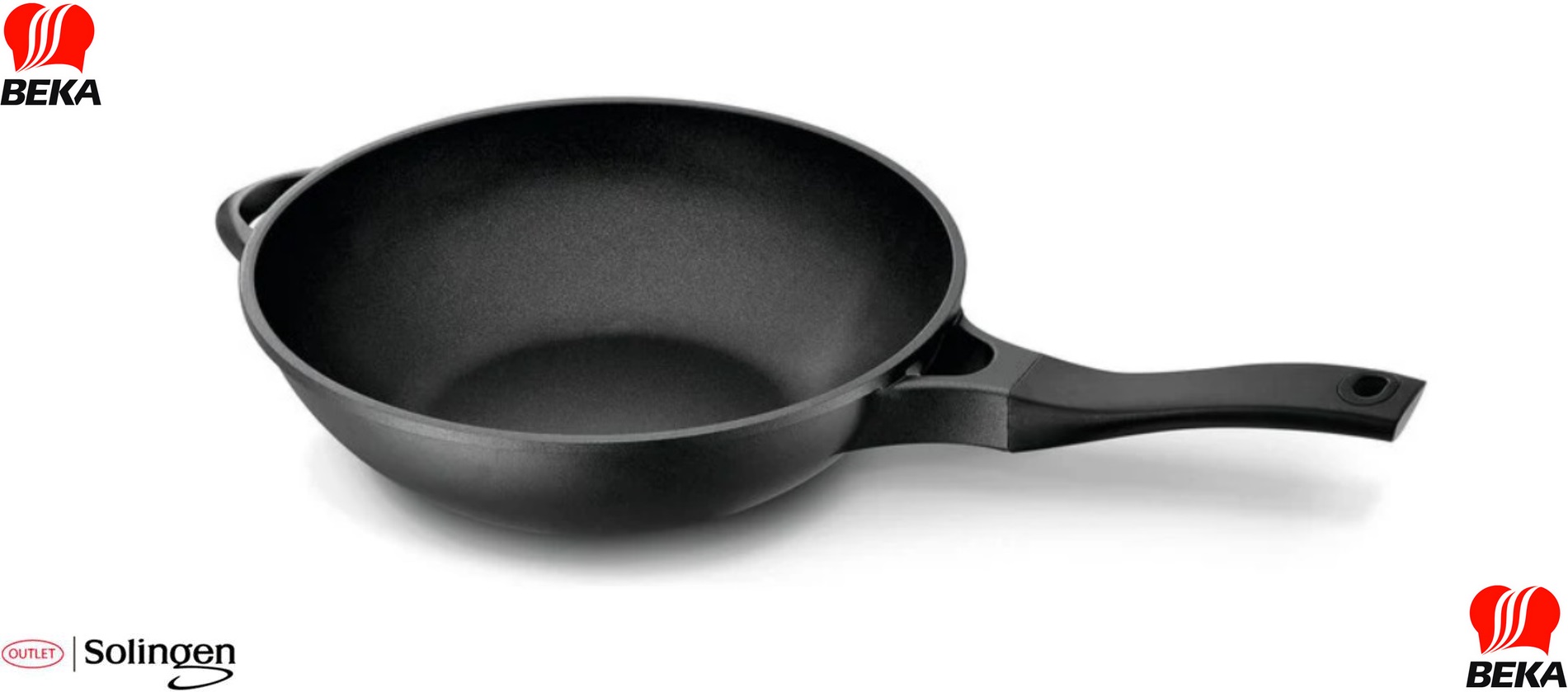 BEKA Energy non-stick wok 30 x 10 cm, Висококачествен дълбок -УОК тиган, изработен от лят алуминий, подходящ за готвене и пържене на всички видове готварски печки, размер: 30 x 10 cм, BEKA "Energy"
